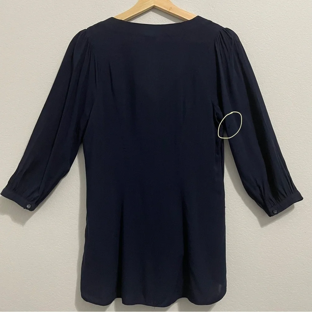 Anthropologie Vanessa Virginia Blouse Peasant Button Down High Low Womens 2 S XS - Picture 2 of 14